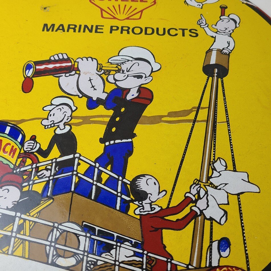 Vintage Shell Gasoline Sign - Use Coupon Code on Porcelain Popeye Gas Sign - Image 12