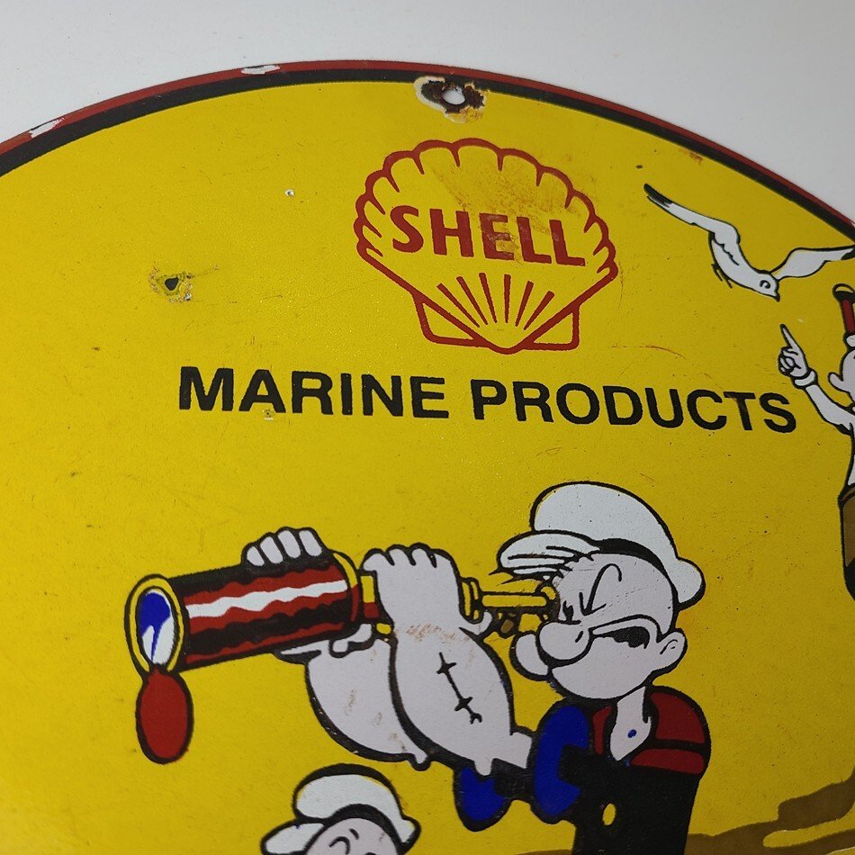 Vintage Shell Gasoline Sign - Use Coupon Code on Porcelain Popeye Gas Sign - Image 5