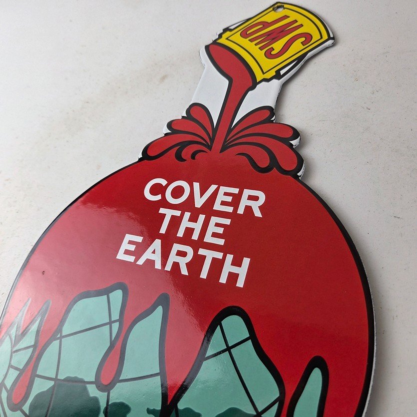 Vintage Sherwin Williams Paints Sign - Large Gas Pump Porcelain Advertising Sign - Image 12