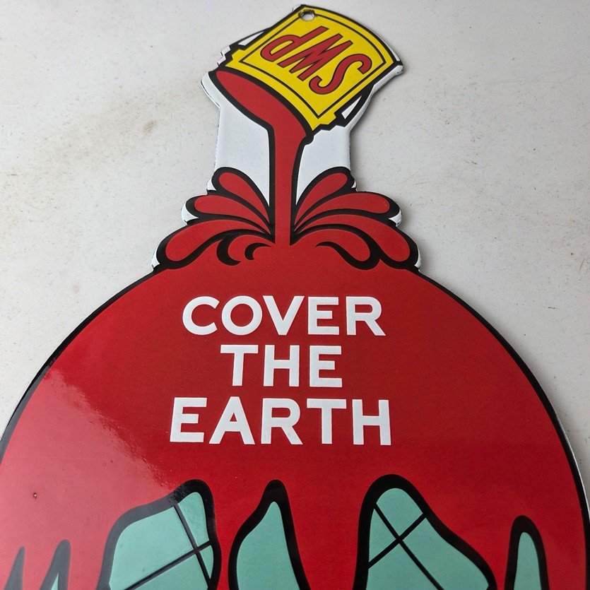 Vintage Sherwin Williams Paints Sign - Large Gas Pump Porcelain Advertising Sign - Image 3