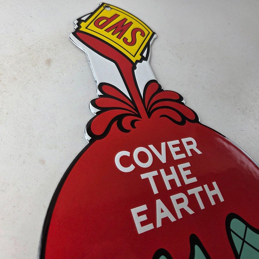 Vintage Sherwin Williams Paints Sign - Large Gas Pump Porcelain Advertising Sign - Image 5