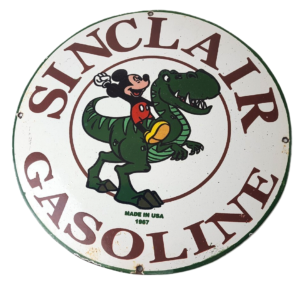 Vintage Sinclair Gas Porcelain Sign - Mickey Mouse Man Cave Gasoline Pump Sign