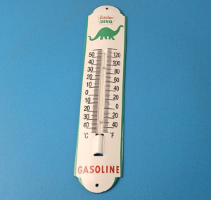 Vintage Sinclair Gas Sign Dino Service Pump Ad Sign on Porcelain Thermometer 305888010086