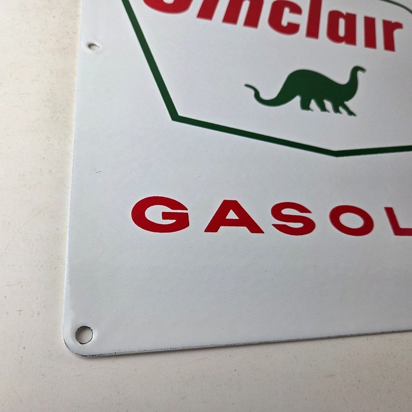 Vintage Sinclair Gasoline Porcelain - Service Station Gas Pump Plate Ad Sign - Image 11