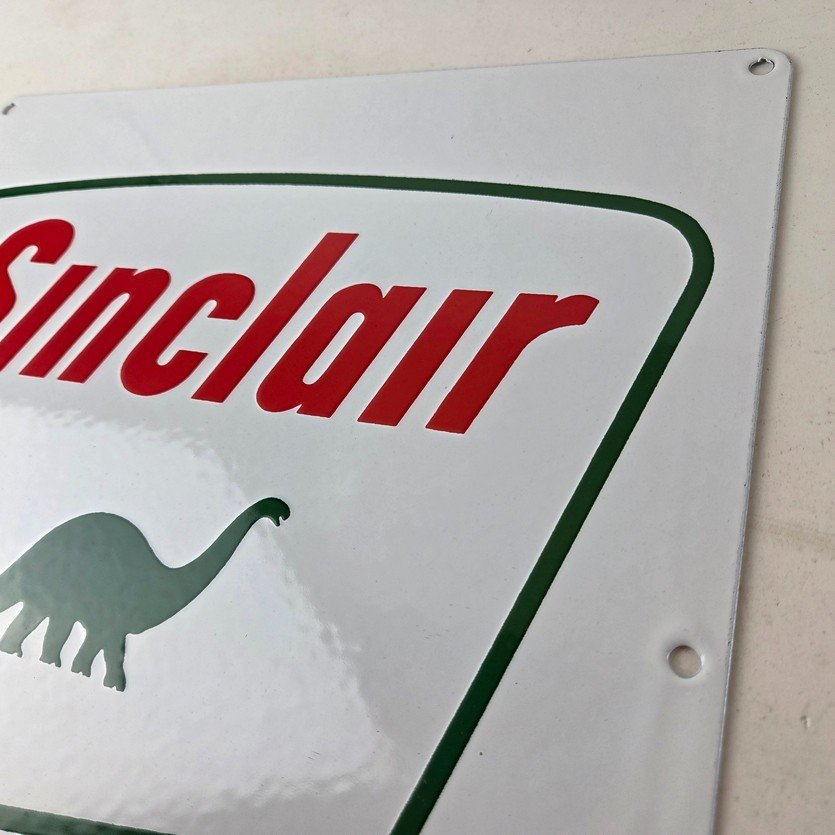 Vintage Sinclair Gasoline Porcelain - Service Station Gas Pump Plate Ad Sign - Image 12