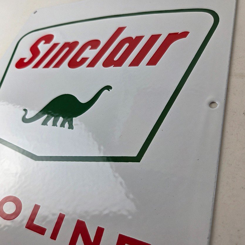 Vintage Sinclair Gasoline Porcelain - Service Station Gas Pump Plate Ad Sign - Image 13