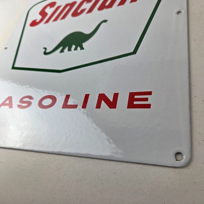 Vintage Sinclair Gasoline Porcelain - Service Station Gas Pump Plate Ad Sign - Image 14