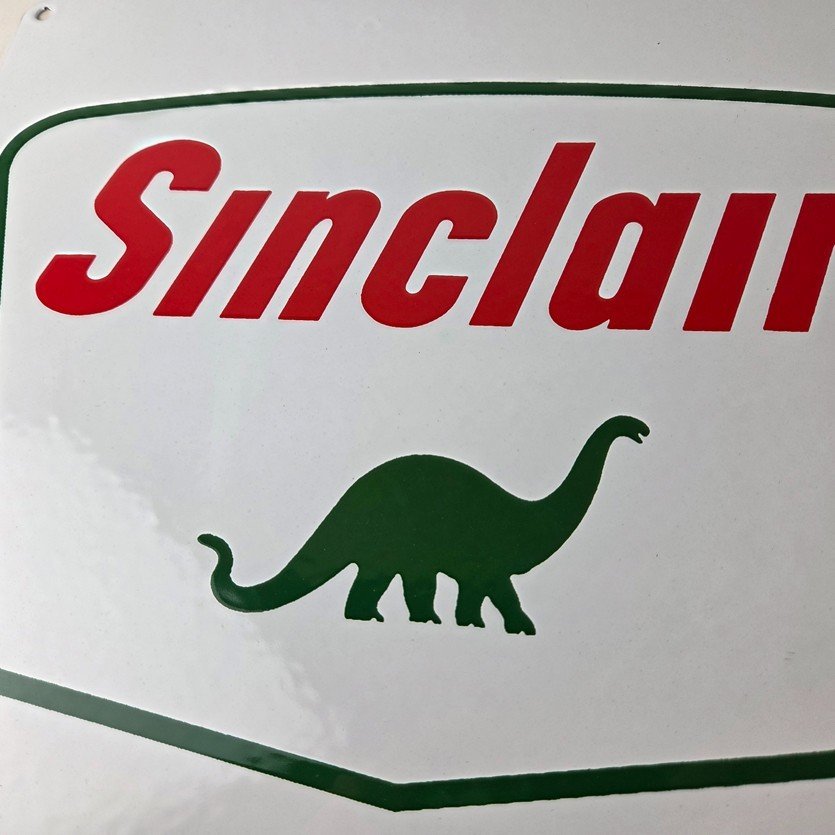 Vintage Sinclair Gasoline Porcelain - Service Station Gas Pump Plate Ad Sign - Image 3