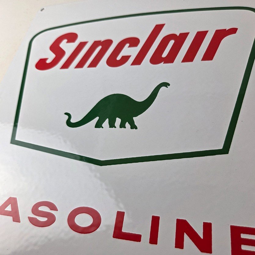 Vintage Sinclair Gasoline Porcelain - Service Station Gas Pump Plate Ad Sign - Image 4