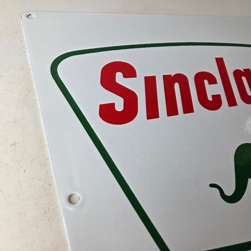 Vintage Sinclair Gasoline Porcelain - Service Station Gas Pump Plate Ad Sign - Image 5