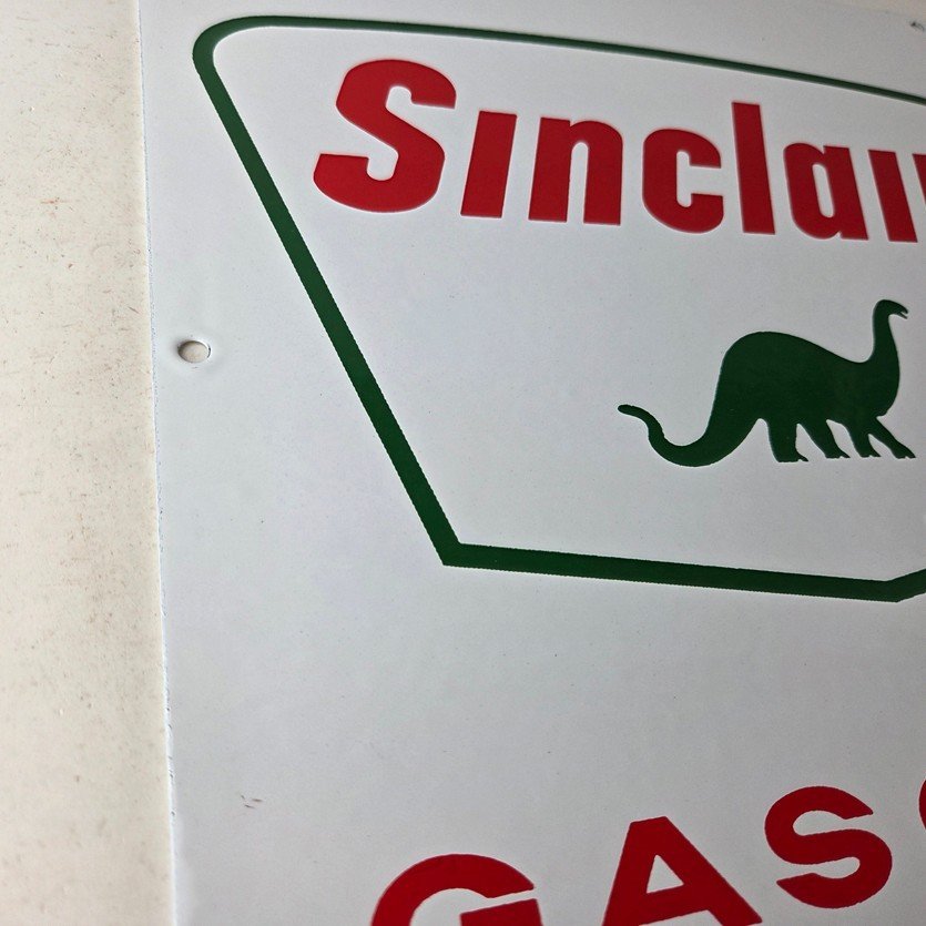 Vintage Sinclair Gasoline Porcelain - Service Station Gas Pump Plate Ad Sign - Image 6