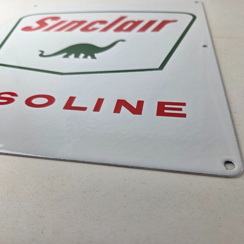 Vintage Sinclair Gasoline Porcelain - Service Station Gas Pump Plate Ad Sign - Image 10