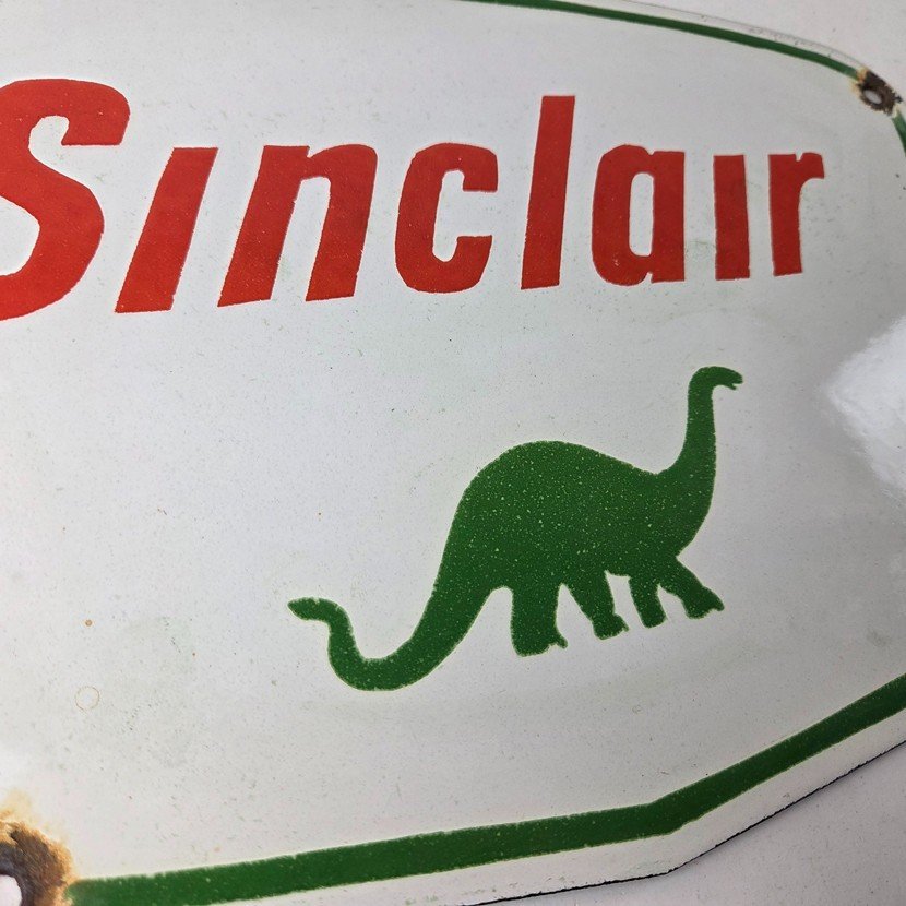 Vintage Sinclair Gasoline Sign - Dino Service Station Pump Porcelain Sign - Image 11
