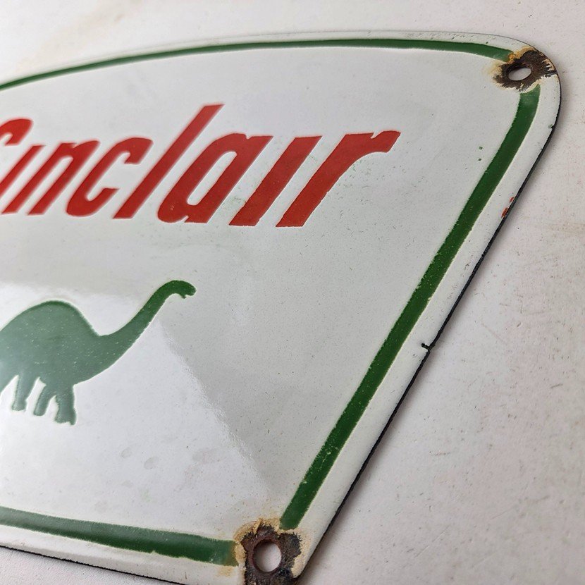 Vintage Sinclair Gasoline Sign - Dino Service Station Pump Porcelain Sign - Image 12