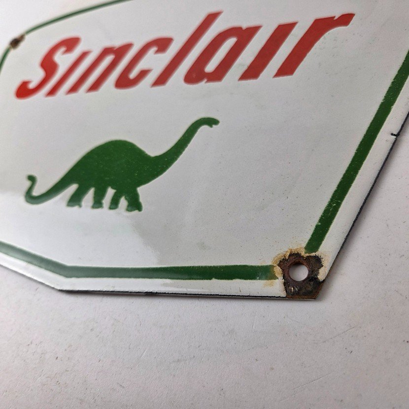 Vintage Sinclair Gasoline Sign - Dino Service Station Pump Porcelain Sign - Image 13
