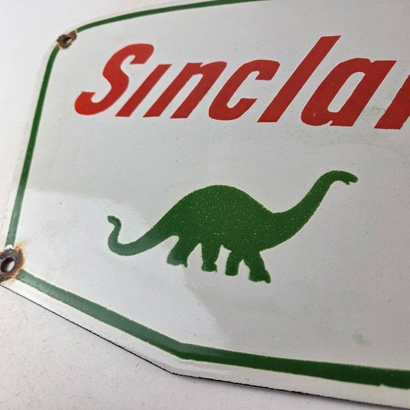 Vintage Sinclair Gasoline Sign - Dino Service Station Pump Porcelain Sign - Image 14