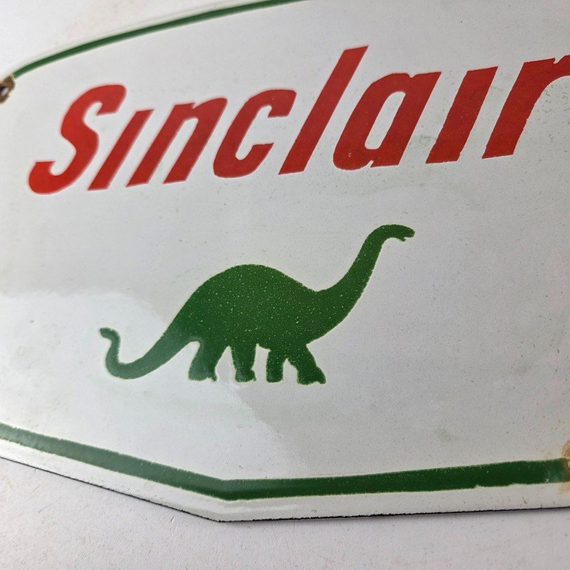 Vintage Sinclair Gasoline Sign - Dino Service Station Pump Porcelain Sign - Image 4