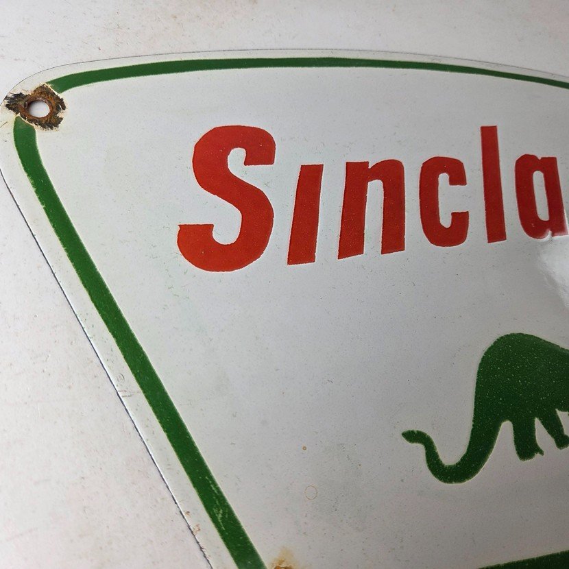 Vintage Sinclair Gasoline Sign - Dino Service Station Pump Porcelain Sign - Image 5