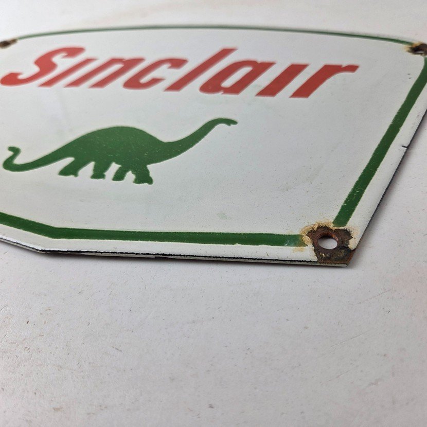 Vintage Sinclair Gasoline Sign - Dino Service Station Pump Porcelain Sign - Image 10