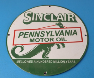 Vintage Sinclair Gasoline Sign Porcelain Service Station Gas Pump Plate Sign 305853015776