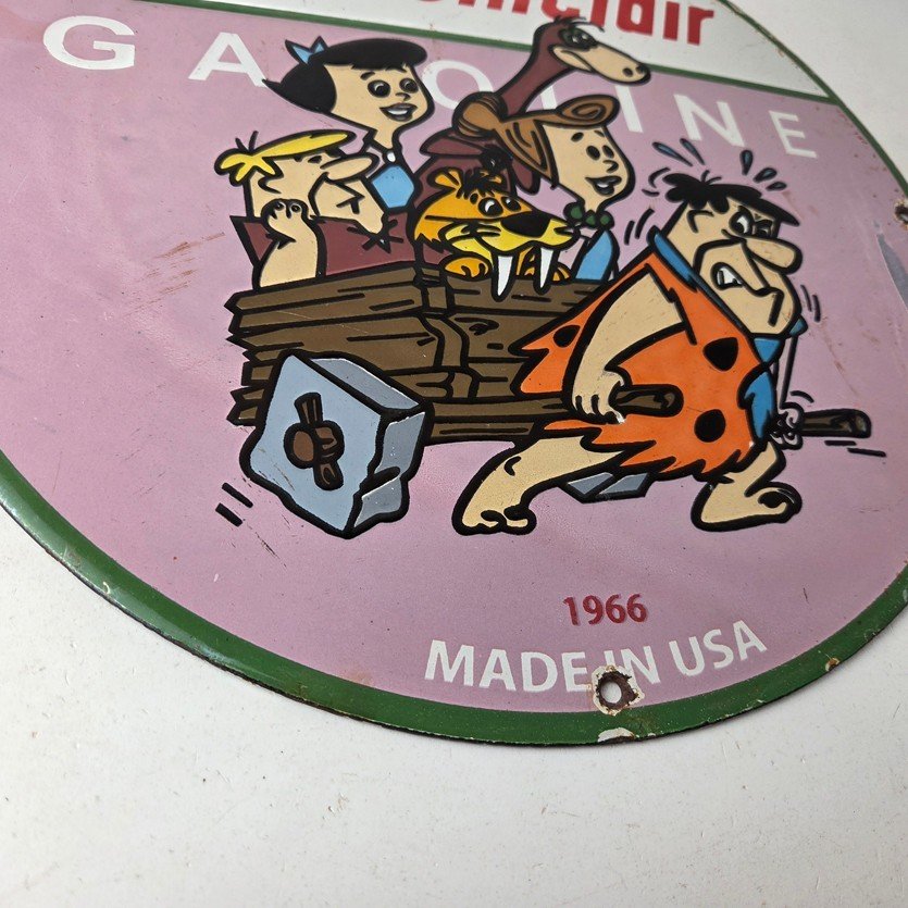 Vintage Sinclair Porcelain Sign - Flintstones Cave Man Gasoline Gas Station Sign - Image 11