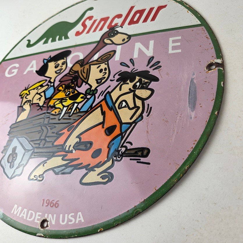 Vintage Sinclair Porcelain Sign - Flintstones Cave Man Gasoline Gas Station Sign - Image 13