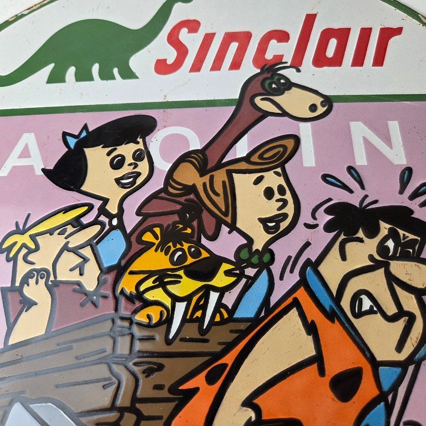 Vintage Sinclair Porcelain Sign - Flintstones Cave Man Gasoline Gas Station Sign - Image 3