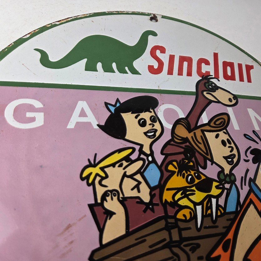 Vintage Sinclair Porcelain Sign - Flintstones Cave Man Gasoline Gas Station Sign - Image 5
