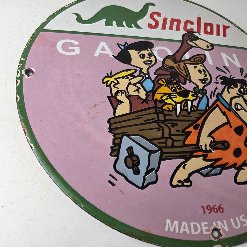Vintage Sinclair Porcelain Sign - Flintstones Cave Man Gasoline Gas Station Sign - Image 6