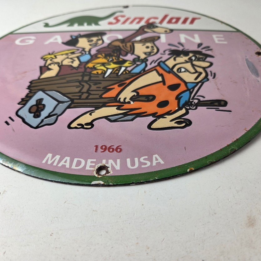 Vintage Sinclair Porcelain Sign - Flintstones Cave Man Gasoline Gas Station Sign - Image 10