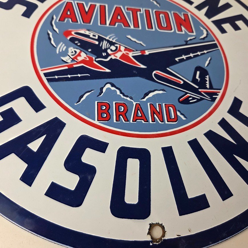 Vintage Smitholene Sign - Airplane Gas Service Station Pump Plate Porcelain Sign - Image 11