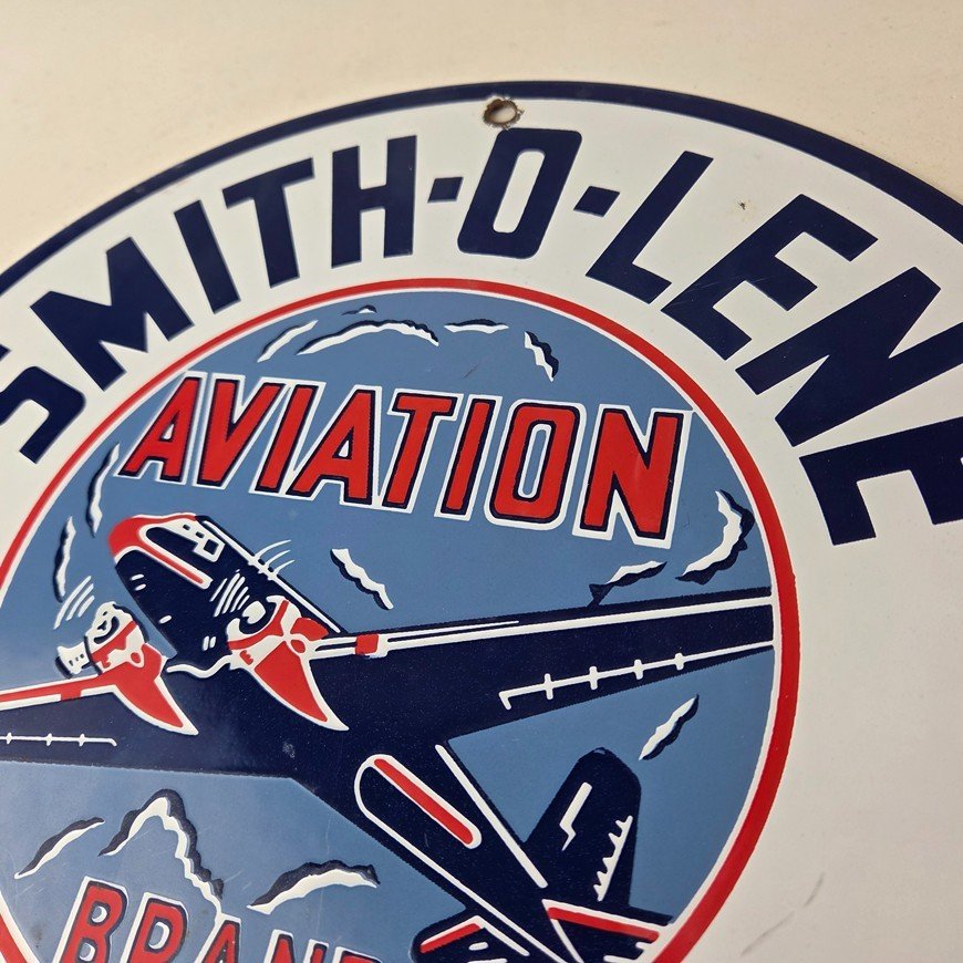 Vintage Smitholene Sign - Airplane Gas Service Station Pump Plate Porcelain Sign - Image 12