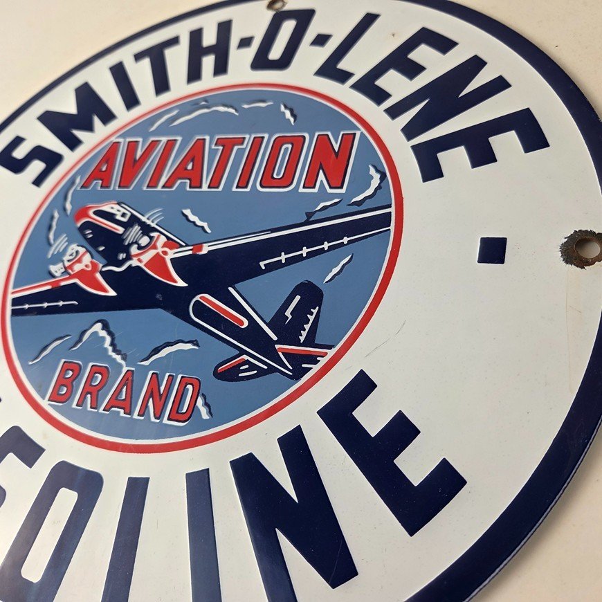 Vintage Smitholene Sign - Airplane Gas Service Station Pump Plate Porcelain Sign - Image 13