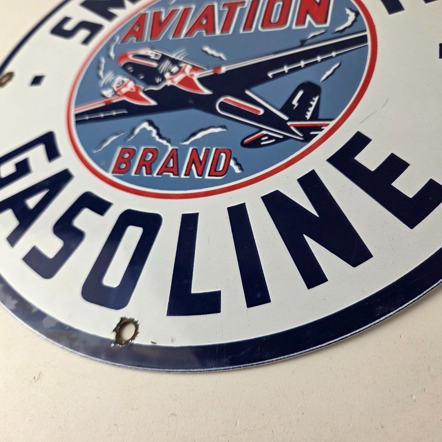 Vintage Smitholene Sign - Airplane Gas Service Station Pump Plate Porcelain Sign - Image 14