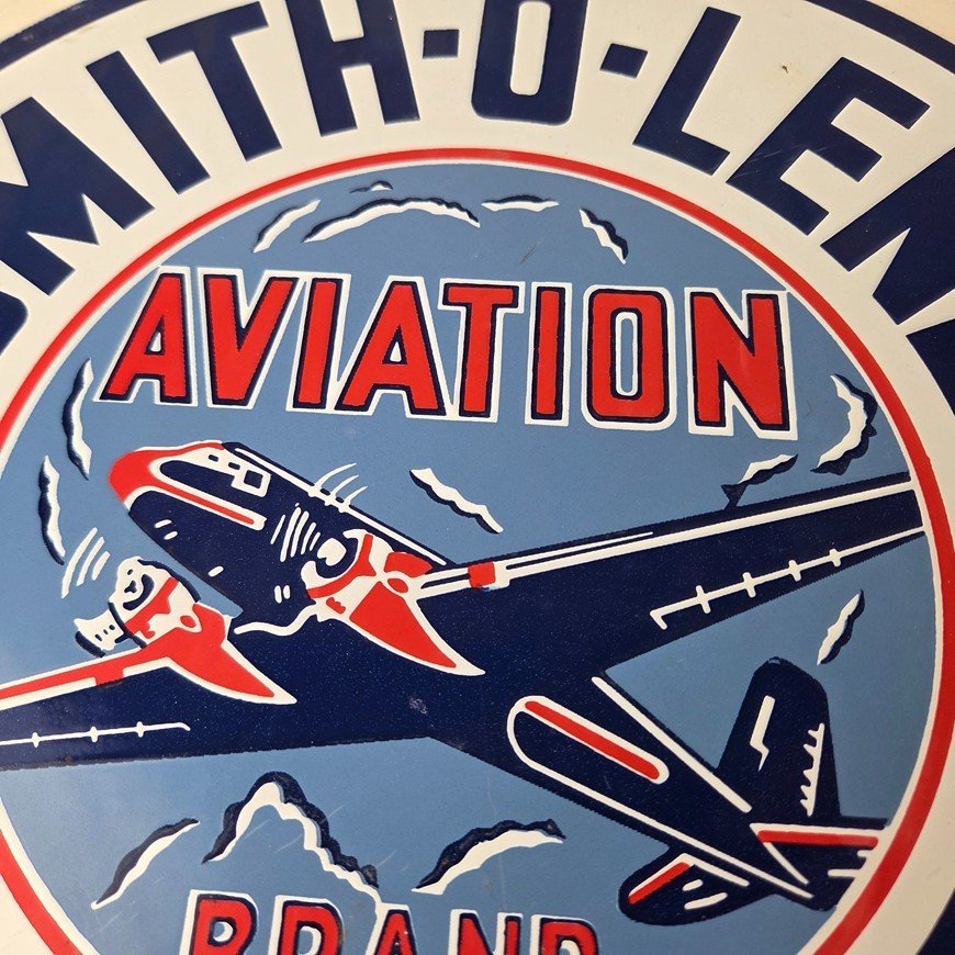 Vintage Smitholene Sign - Airplane Gas Service Station Pump Plate Porcelain Sign - Image 3