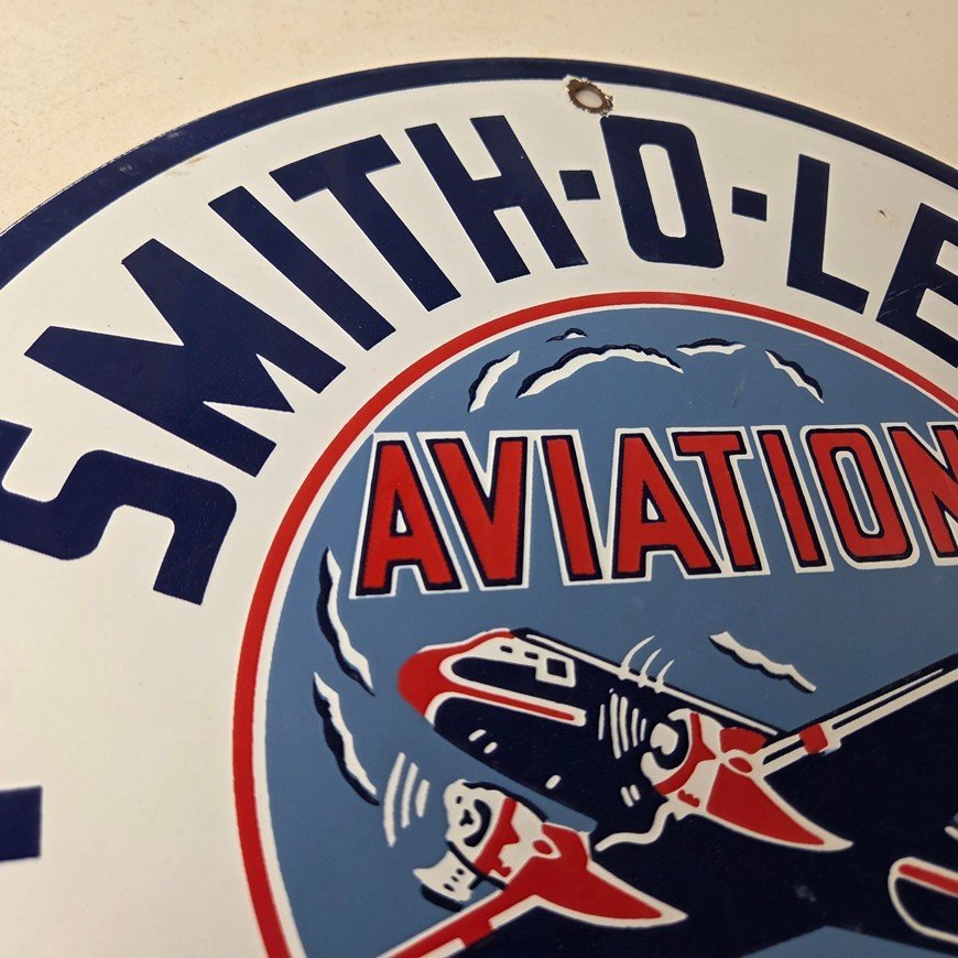 Vintage Smitholene Sign - Airplane Gas Service Station Pump Plate Porcelain Sign - Image 5