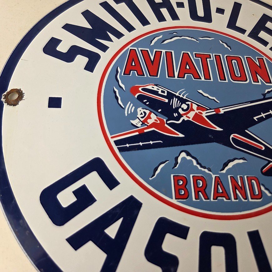 Vintage Smitholene Sign - Airplane Gas Service Station Pump Plate Porcelain Sign - Image 6