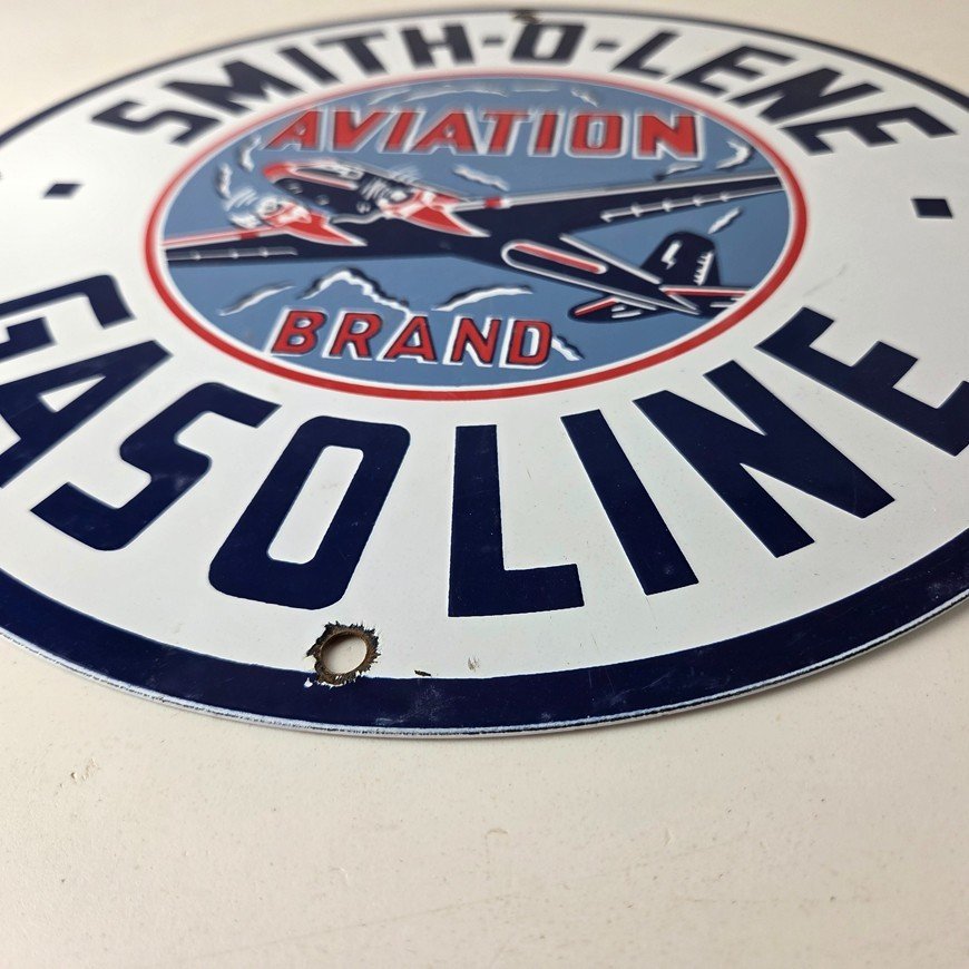 Vintage Smitholene Sign - Airplane Gas Service Station Pump Plate Porcelain Sign - Image 10