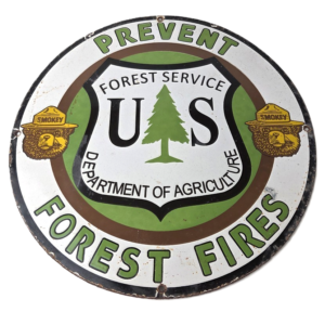 Vintage Smokey Bear Prevent Forest Fires Porcelain Sign - US Forest Service Sign