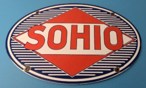 Vintage Sohio Gasoline Sign Porcelain Gas Motor Oil Service Ohio Pump Sign 305898997876