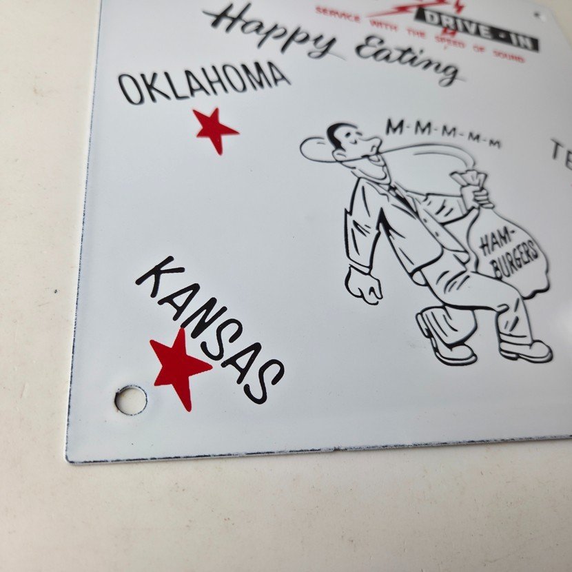 Vintage Sonic Drive in Sign - Old Fast Food Diner Hamburger Porcelain Sign - Image 11