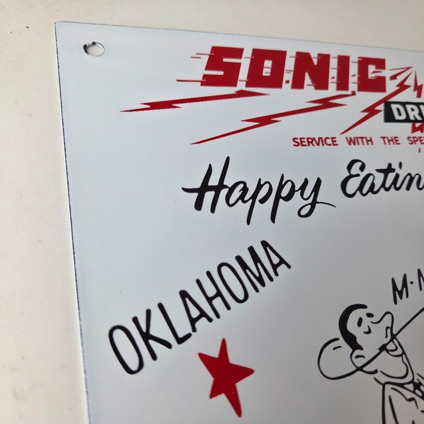 Vintage Sonic Drive in Sign - Old Fast Food Diner Hamburger Porcelain Sign - Image 5