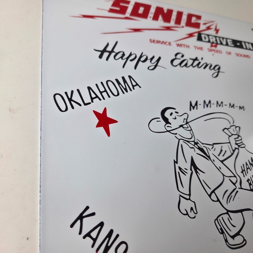 Vintage Sonic Drive in Sign - Old Fast Food Diner Hamburger Porcelain Sign - Image 6