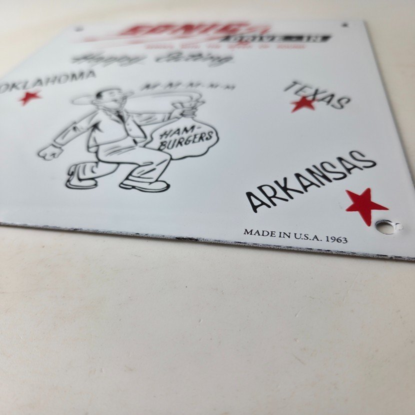 Vintage Sonic Drive in Sign - Old Fast Food Diner Hamburger Porcelain Sign - Image 10