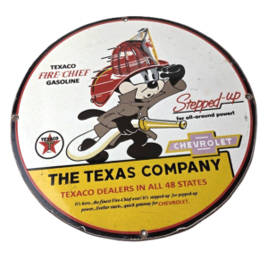 Vintage Texaco Gasoline Sign - Chevrolet Felix The Cat Porcelain Gas Pump Sign