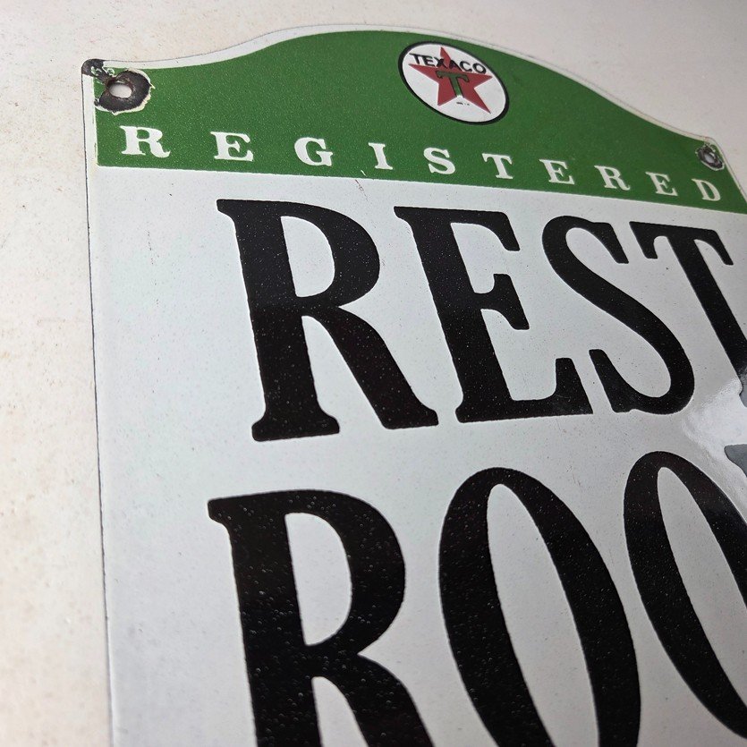 Vintage Texaco Gasoline Sign - Gas Service Rest Rooms Pump Porcelain Sign - Image 5