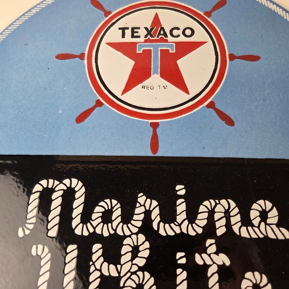 Vintage Texaco Gasoline Sign - Marine White Gas Products Porcelain  Sign - Image 3