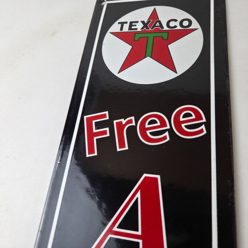 Vintage Texas Sign - Free Air Texaco Gasoline Pump Shop Porcelain Sign - Image 3