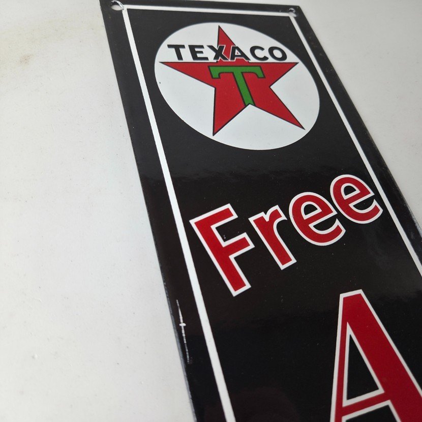 Vintage Texas Sign - Free Air Texaco Gasoline Pump Shop Porcelain Sign - Image 5