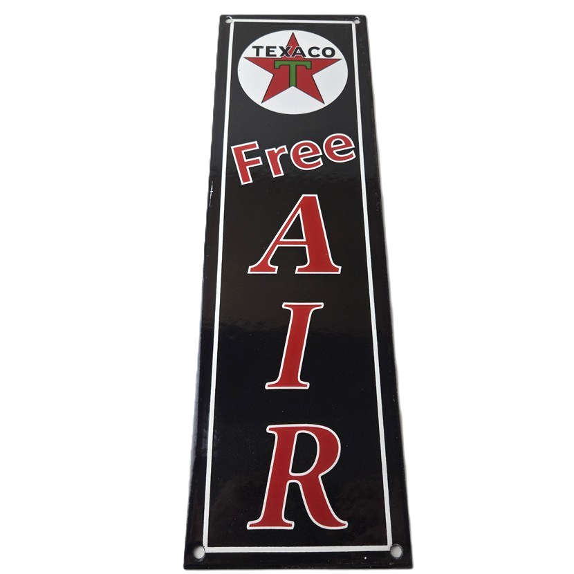 Vintage Texas Sign - Free Air Texaco Gasoline Pump Shop Porcelain Sign